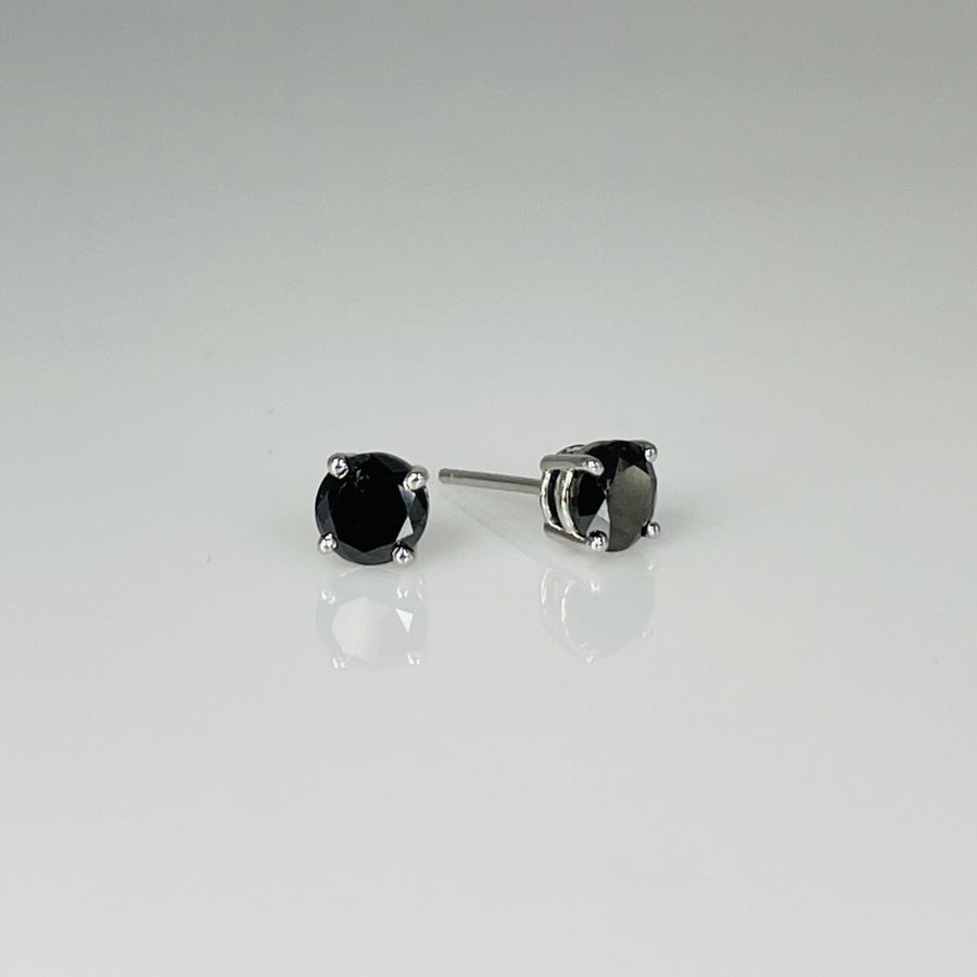 14K White Gold Black Diamond Studs 1.19ct