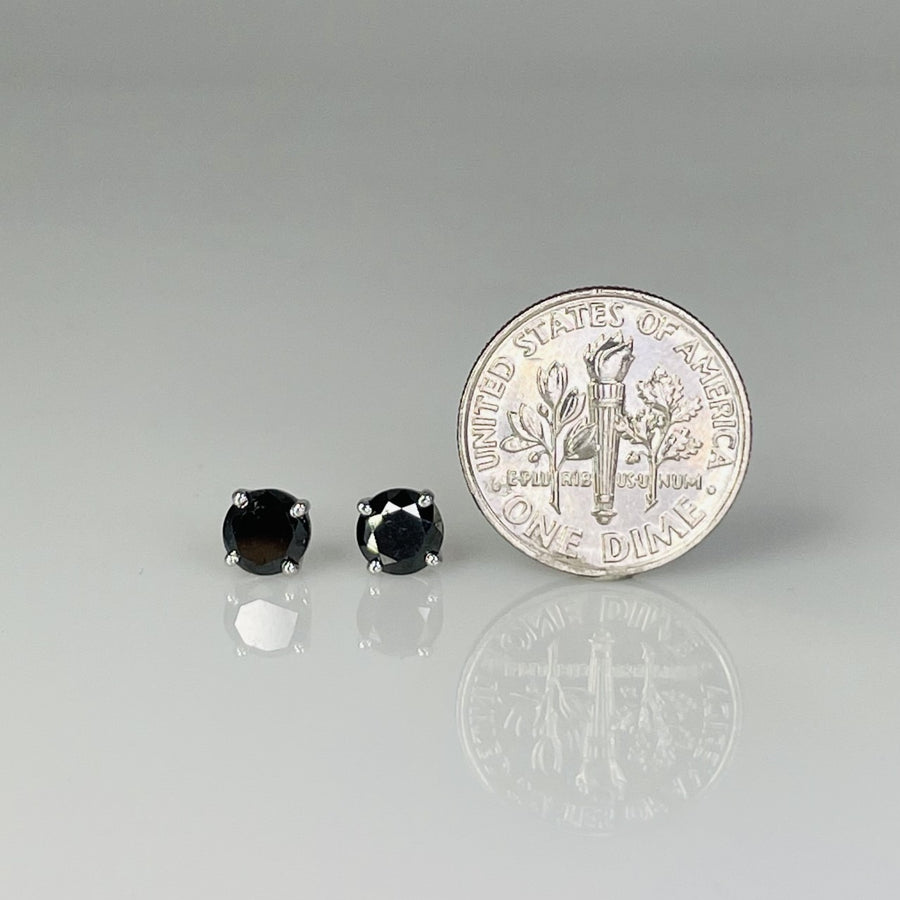 14K White Gold Black Diamond Studs 1.19ct