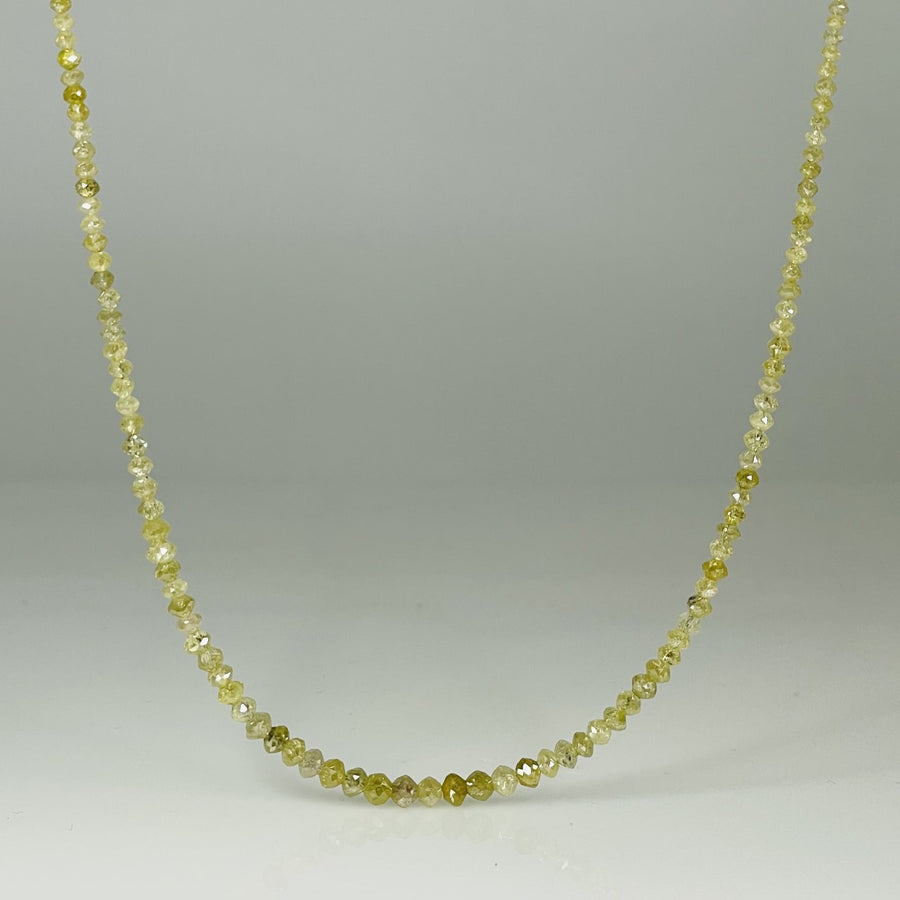 14K Yellow Gold Yellow Diamond Beaded Necklace 18.91ct