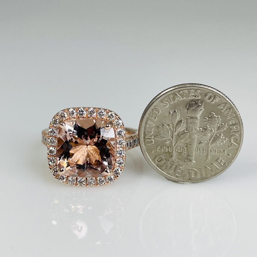 14K Rose Gold Morganite and Diamond Ring 4.19/0.95ct