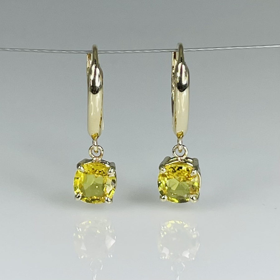14K Yellow Gold Yellow Sapphire Drop Earrings 2.06ct