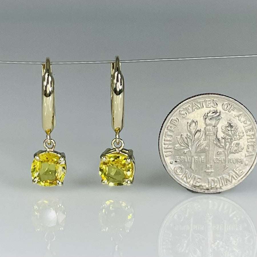 14K Yellow Gold Yellow Sapphire Drop Earrings 2.06ct