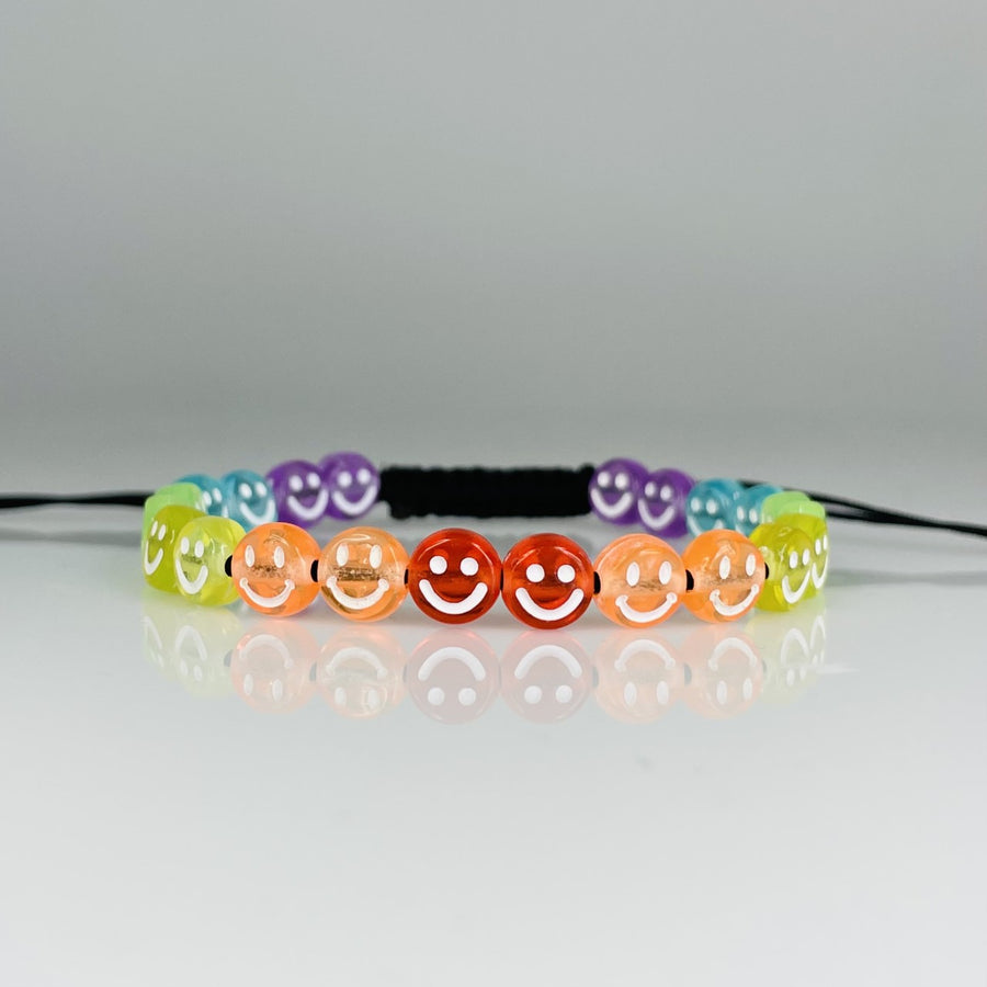 14K Yellow Gold Rainbow Happy Face Bracelet