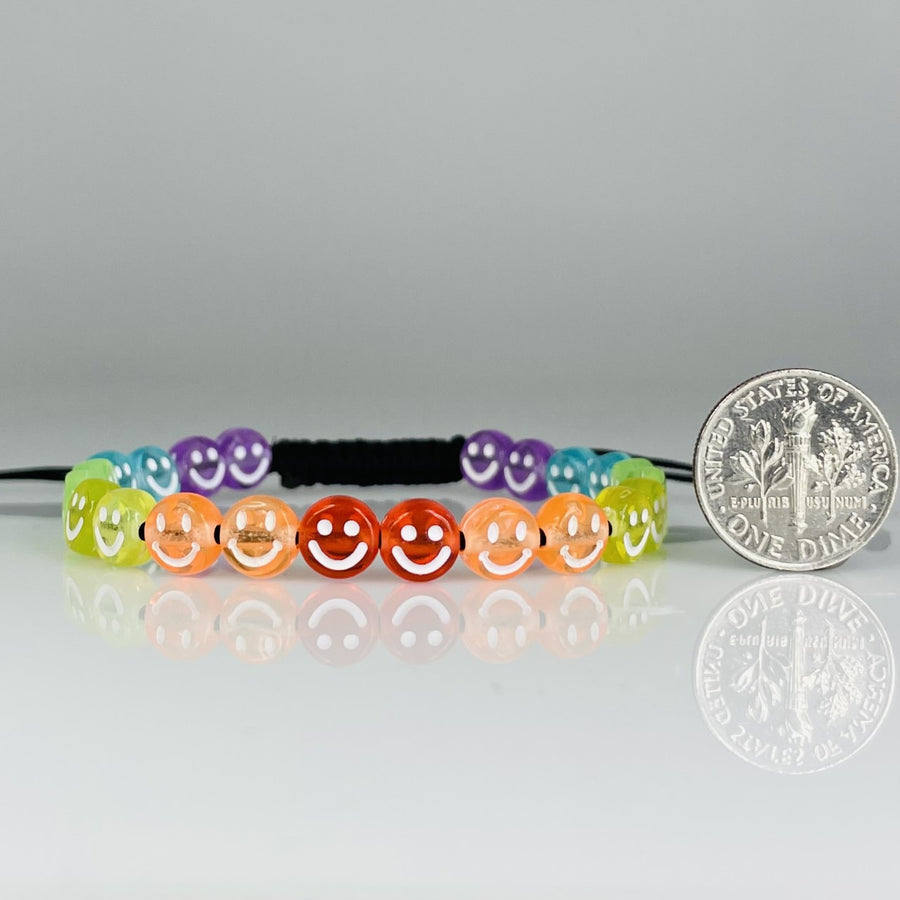 14K Yellow Gold Rainbow Happy Face Bracelet