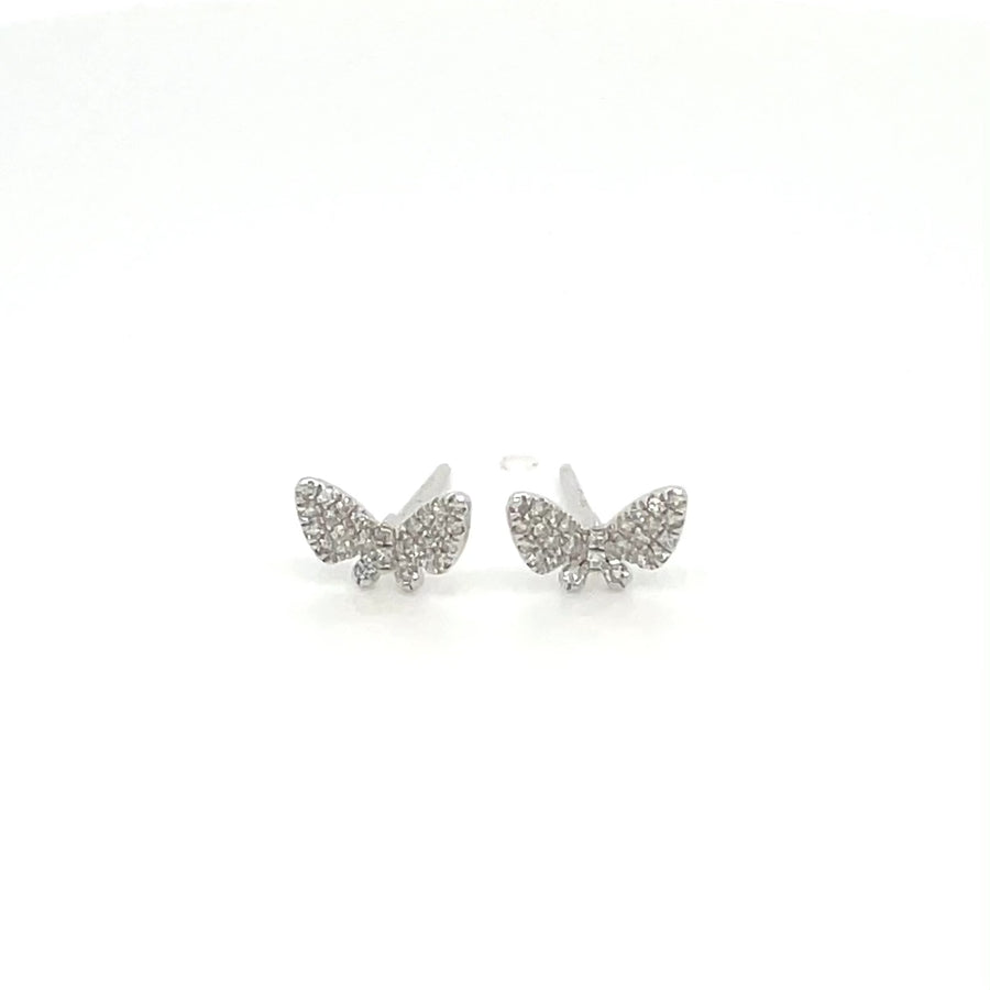 14K White Gold Diamond Butterfly Earrings 0.15ct