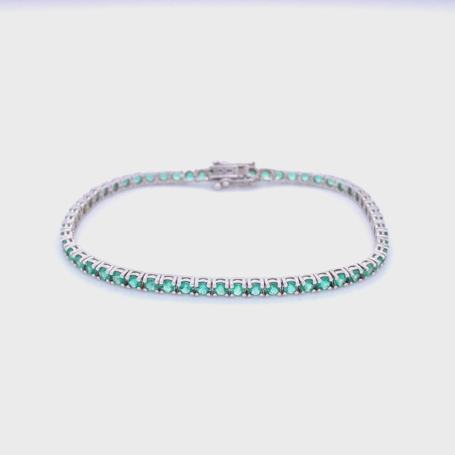 14K White Gold Emerald Tennis Bracelet 3.44ct