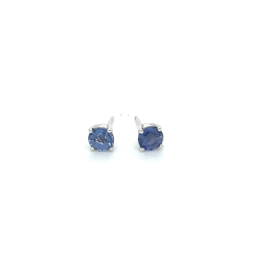14K White Gold Blue Sapphire Stud Earrings 1.14ct