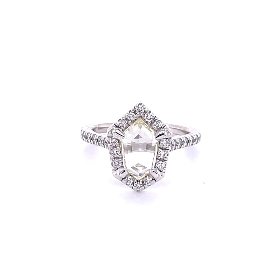 14K White Gold Fancy Light Yellow Diamond Ring 1.09ct