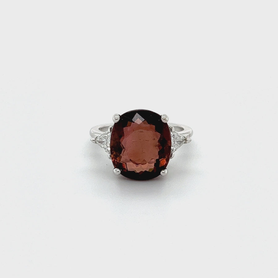 14K White Gold Pink Tourmaline Diamond Ring 6.72/0.33ct