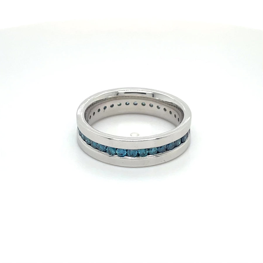 14K White Gold Blue Diamond Eternity Band 1.22ct