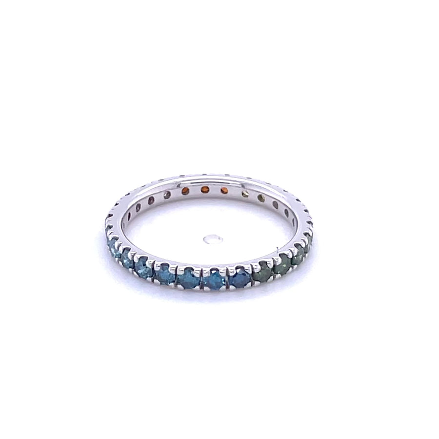 14K White Gold Rainbow Diamond Eternity Ring 1.04ct