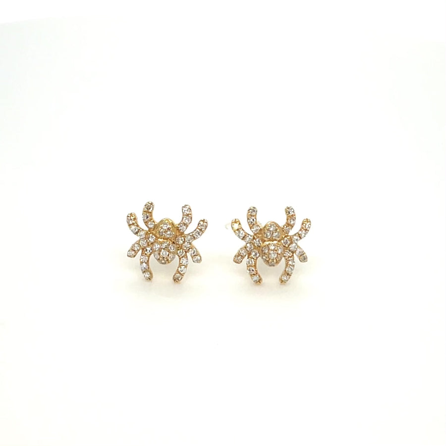 14K Yellow Gold Diamond Spider Earrings 0.25ct
