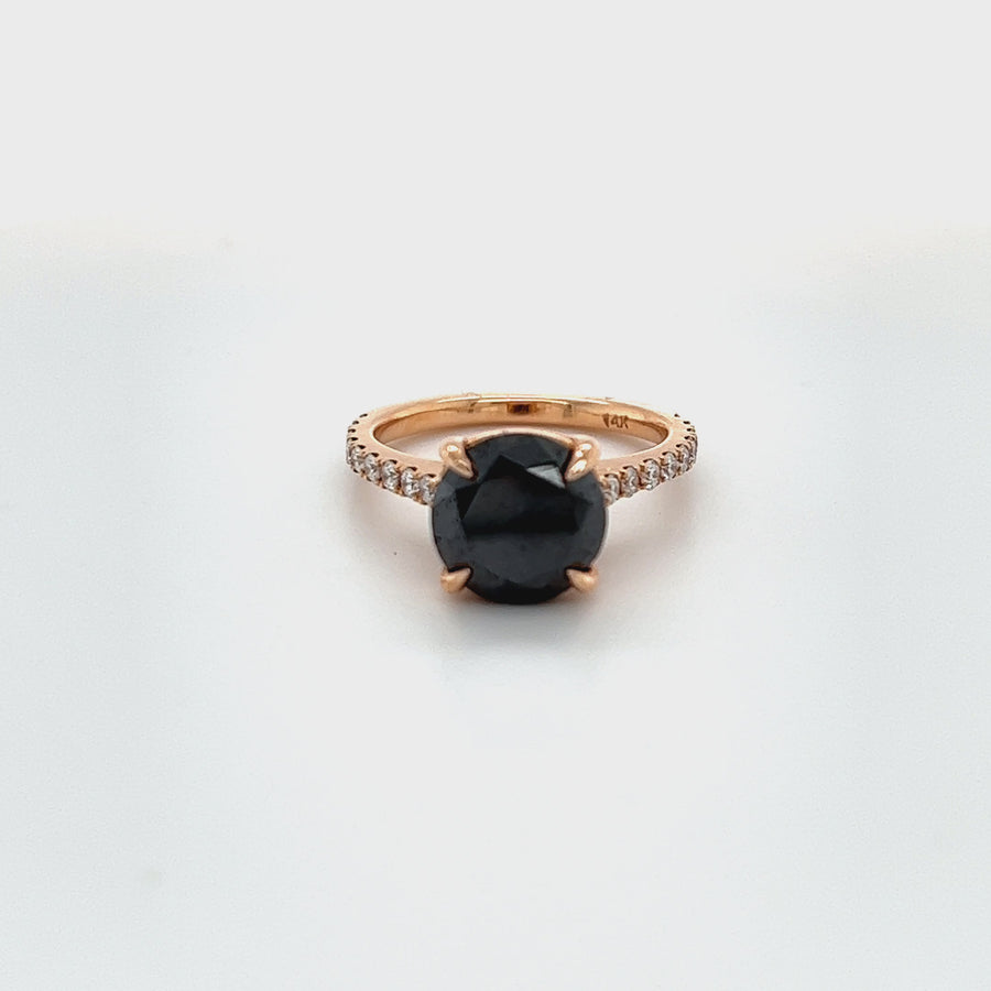 14K Rose Gold Black Diamond/Diamond Ring Set 2.88ct/0.95ct