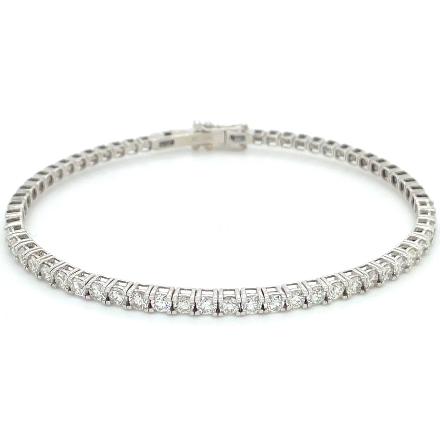 14K White Gold H/I & VS/SI Diamond Bangle 3.06ct