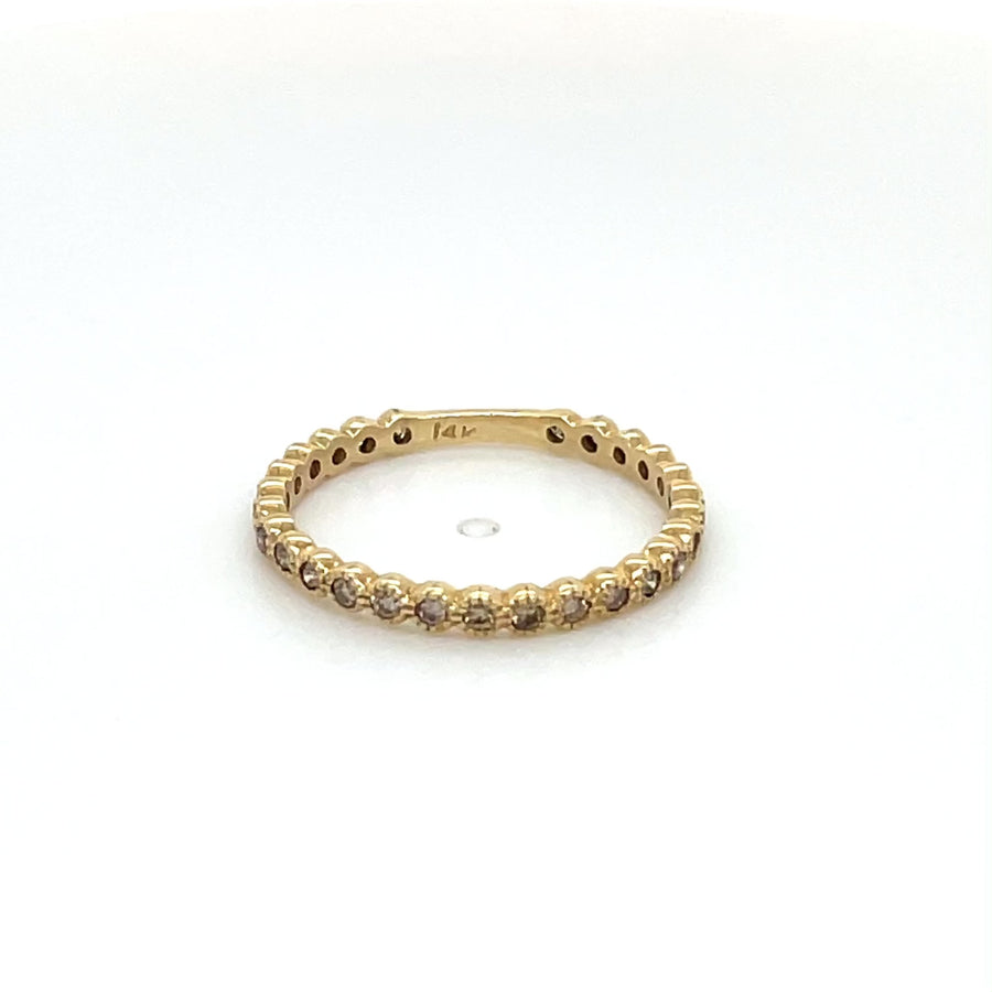 14K Yellow Gold Champagne Diamond Stacking Ring 0.50ct