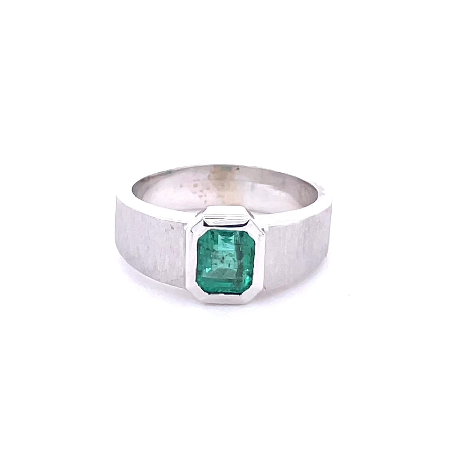 14K White Gold Emerald Ring 1.29ct