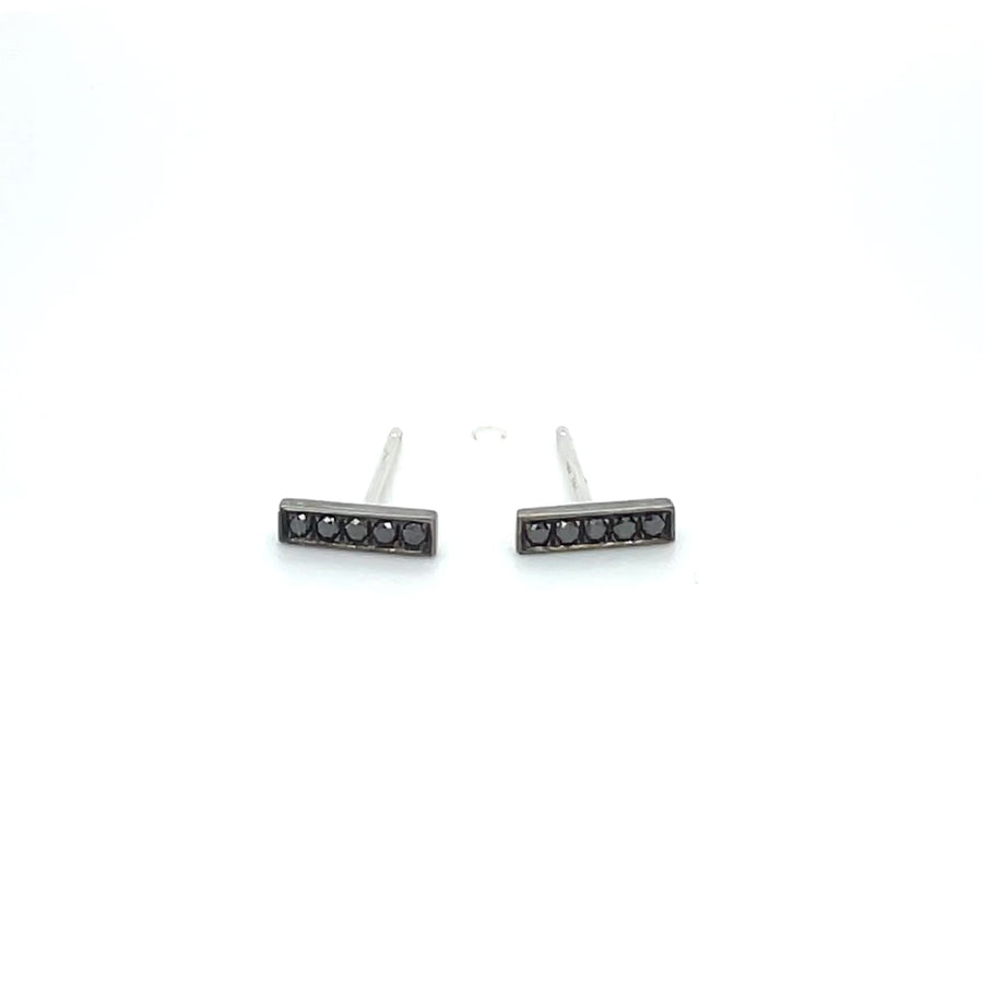 14K White Gold Black Rhodium Black Diamond Stud Earrings 0.11ct