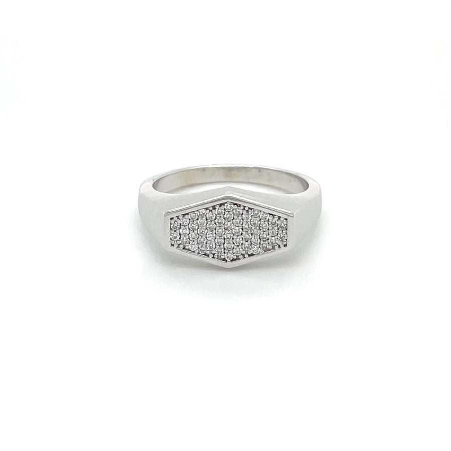 14K White Gold Diamond Hexagon Ring 0.25ct