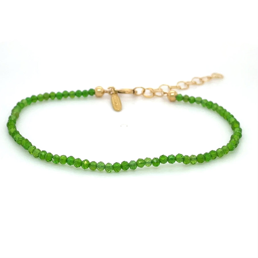 14K Yellow Gold Green Apatite Beaded Bracelet