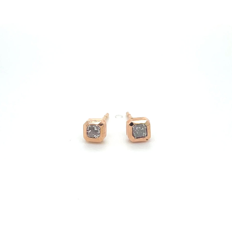 14K Rose Gold Champagne Diamond Stud Earrings 0.65ct