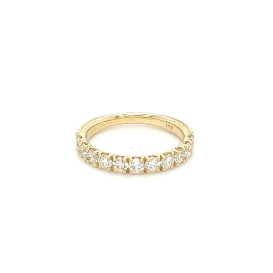 14K Yellow Gold Half Eternity Diamond Band 0.90ct