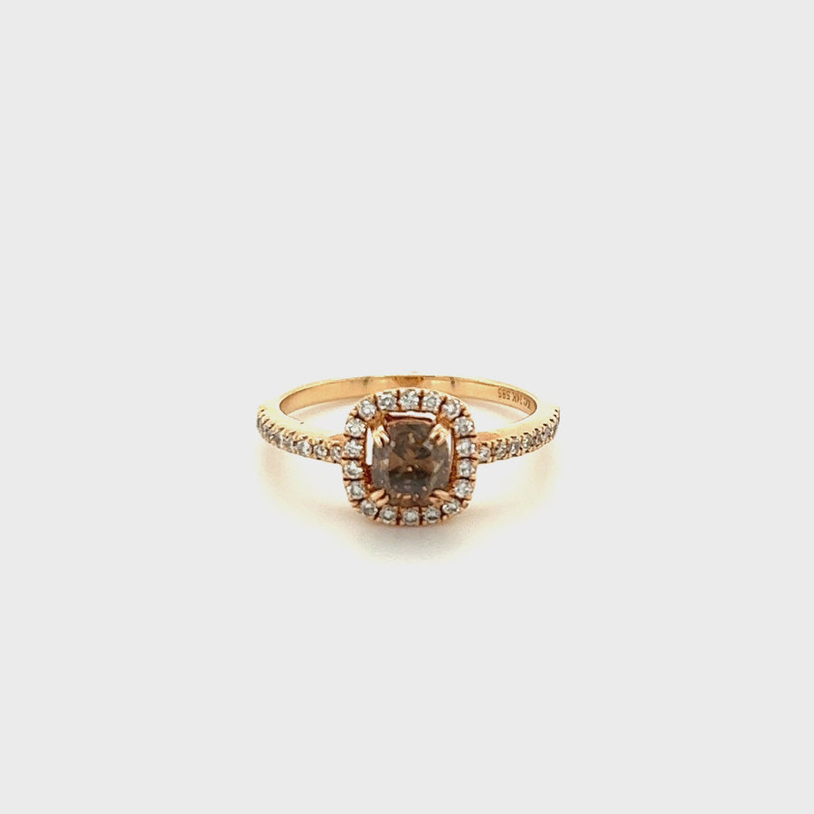 14K Rose gold Champagne Diamond Ring 0.74ct/0.23ct