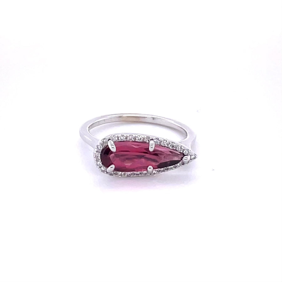 14K White Gold Pink Tourmaline and Diamond Ring 1.37/0.13ct