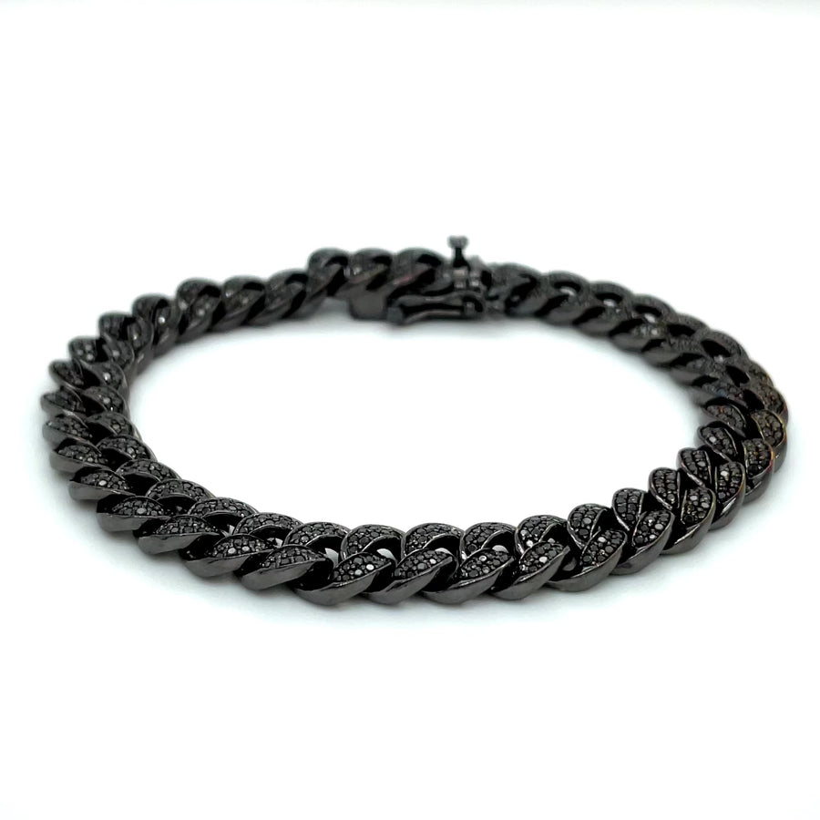 Black Diamond Cuban Chain Bracelet 2.65ct